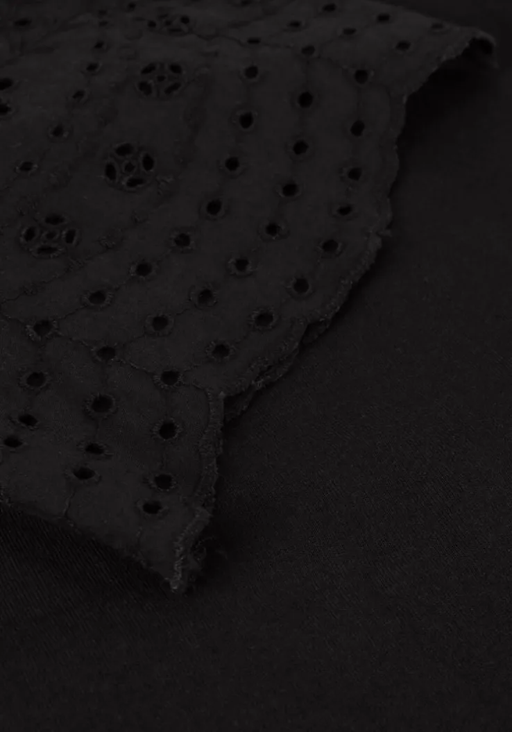 zwarte y.a.s. t-shirt yaslex ss top w. emb sleeves s.