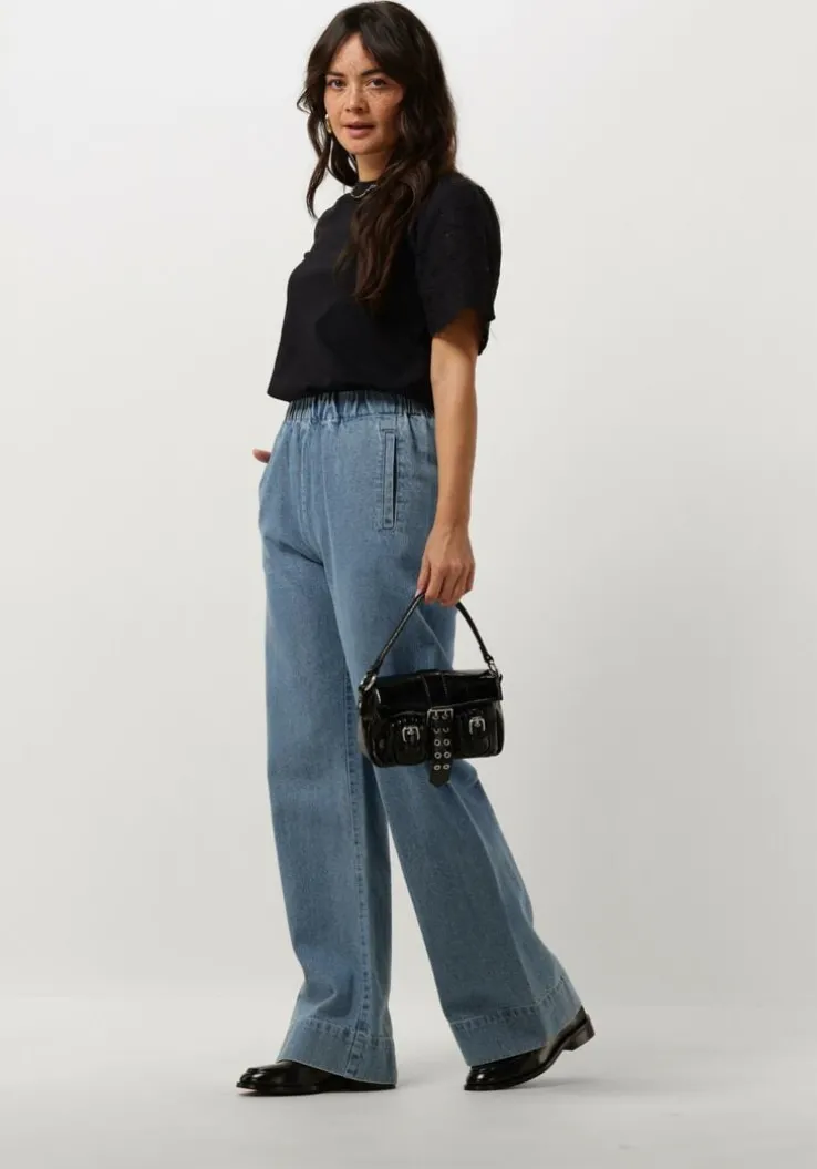 zwarte y.a.s. t-shirt yaslex ss top w. emb sleeves s.