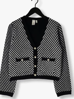 zwarte y.a.s. vest yascharla ls sequin knit cardigan